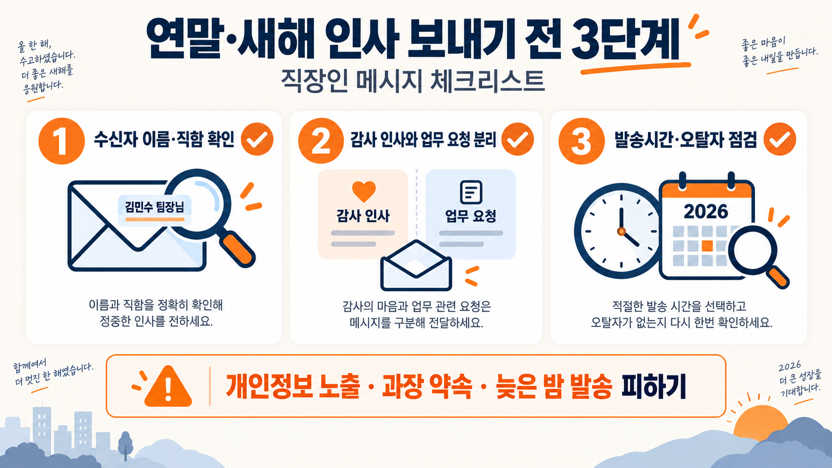 직장인을 위한 연말 인사와 2026년 새해 인사 문구 확인 정보 카드