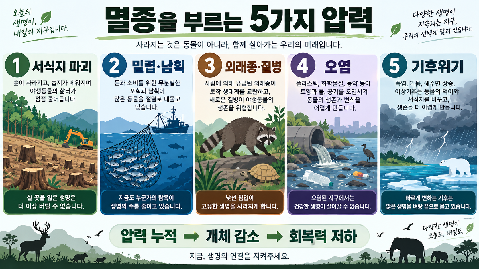 21세기에 멸종된 동물들: 원인과 보전의 교훈 관련 정보 카드