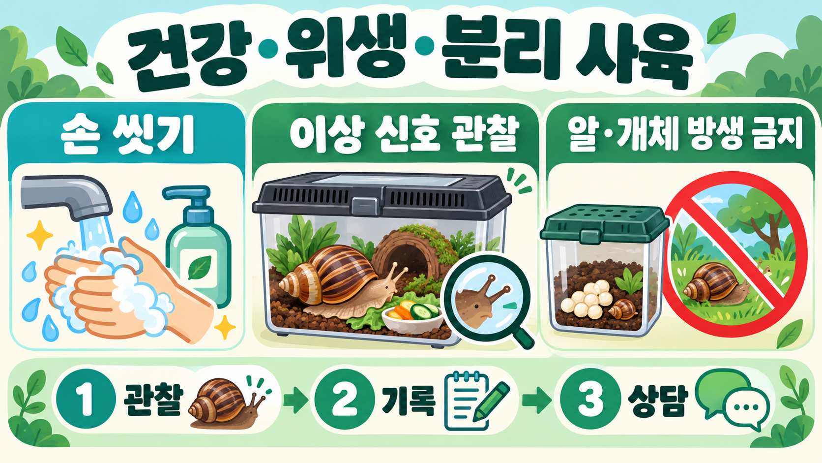 아프리카 왕달팽이 키우기: 백와 먹이·수명·사육환경 체크리스트 확인 정보 카드
