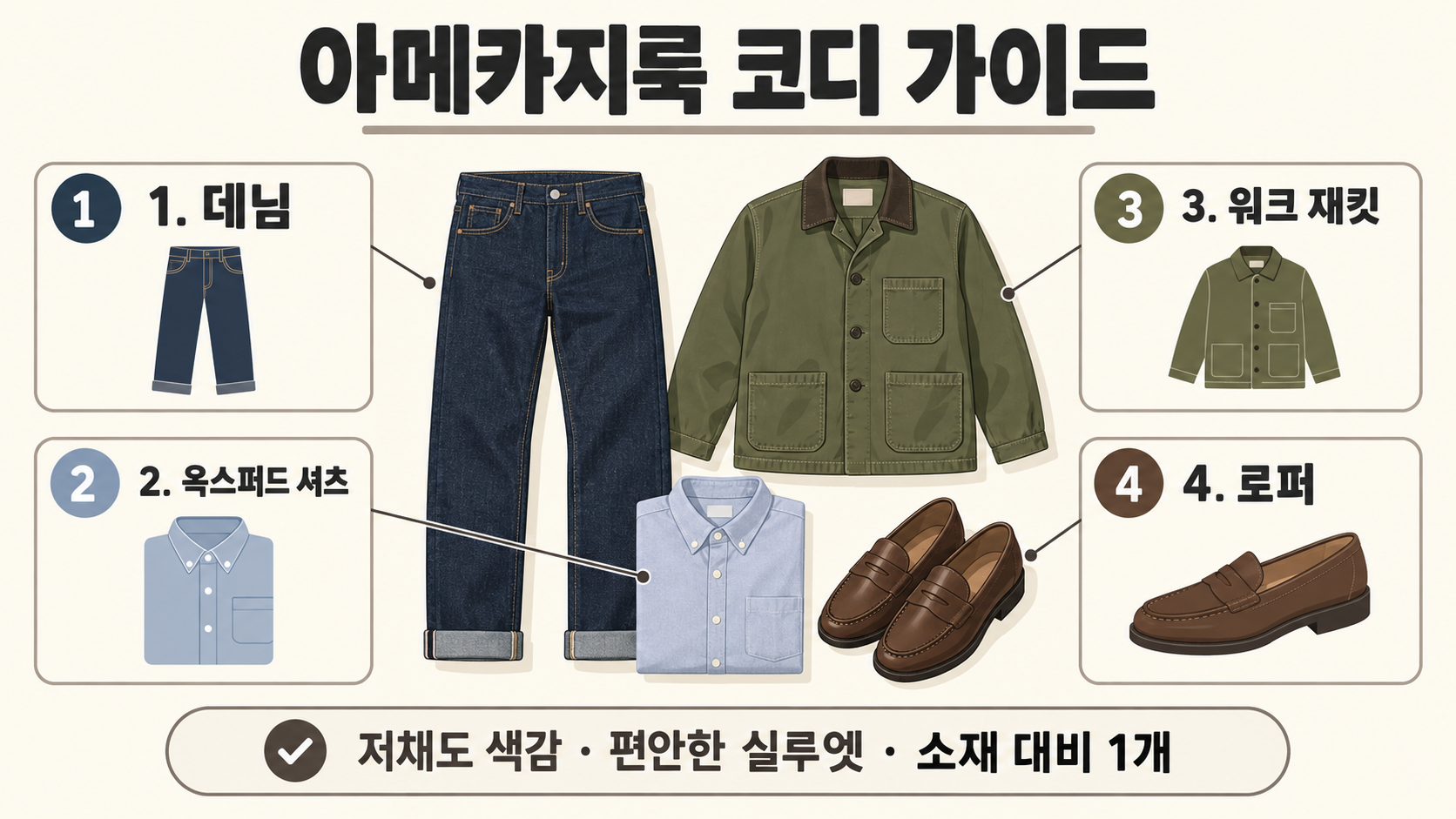 남자·여자 아메카지룩 뜻과 코디 가이드: 아이템·색감·계절별 조합 정보 카드
