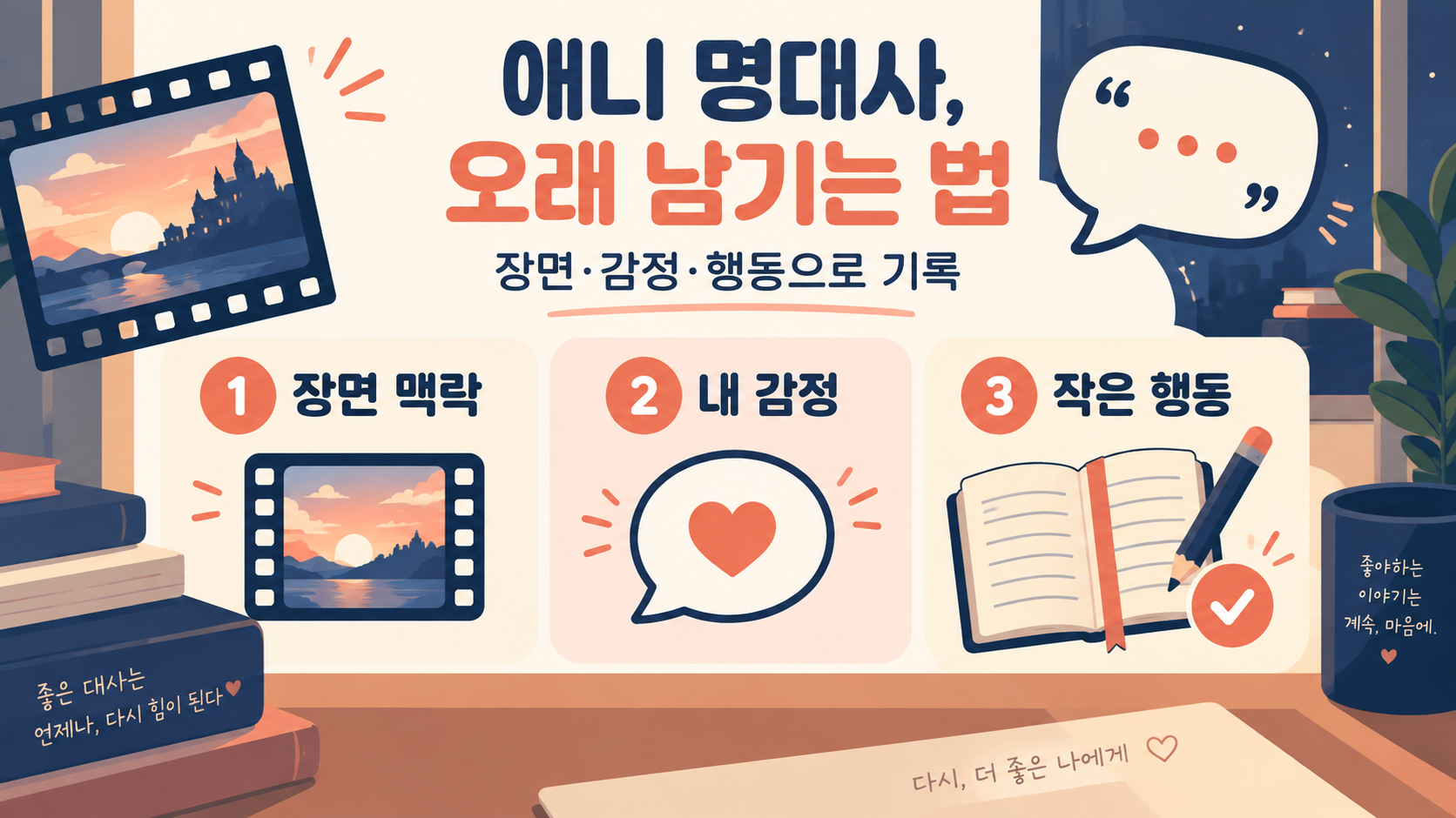 애니 명대사와 명언을 오래 기억하는 감상법: TOP 30을 나만의 언어로 정리하기 정보 카드