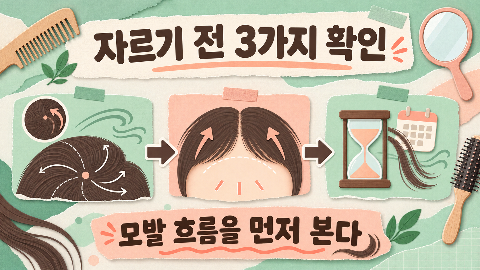 앞머리 상담 전 확인할 가르마와 모발 흐름 정보카드