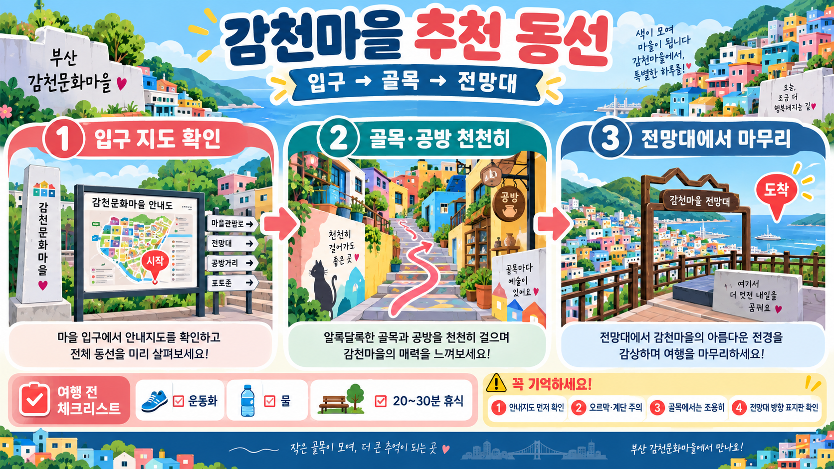 부산 감천문화마을 데이트 여행 코스와 주차장 안내 관련 정보 카드