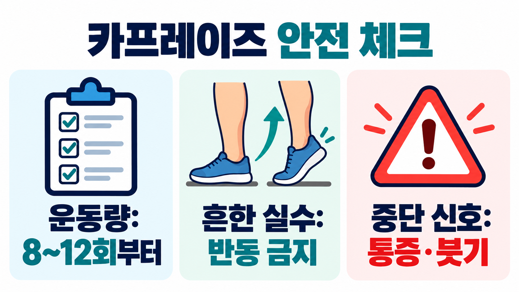 종아리 운동 카프레이즈: 자세·횟수·주의사항 가이드 확인 정보 카드