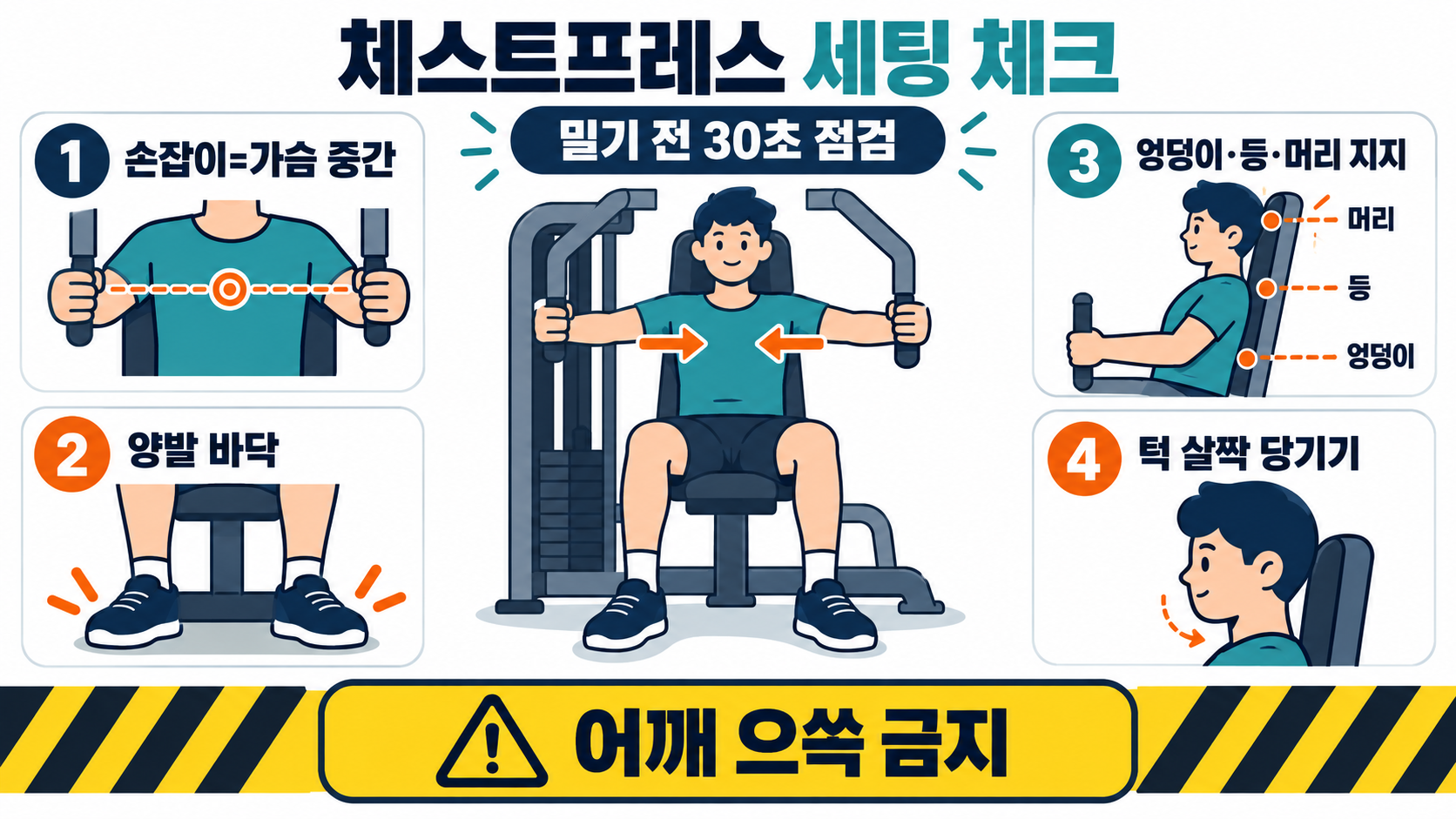 체스트프레스 머신 자세와 방법: 초보자 안전 가이드 관련 정보 카드