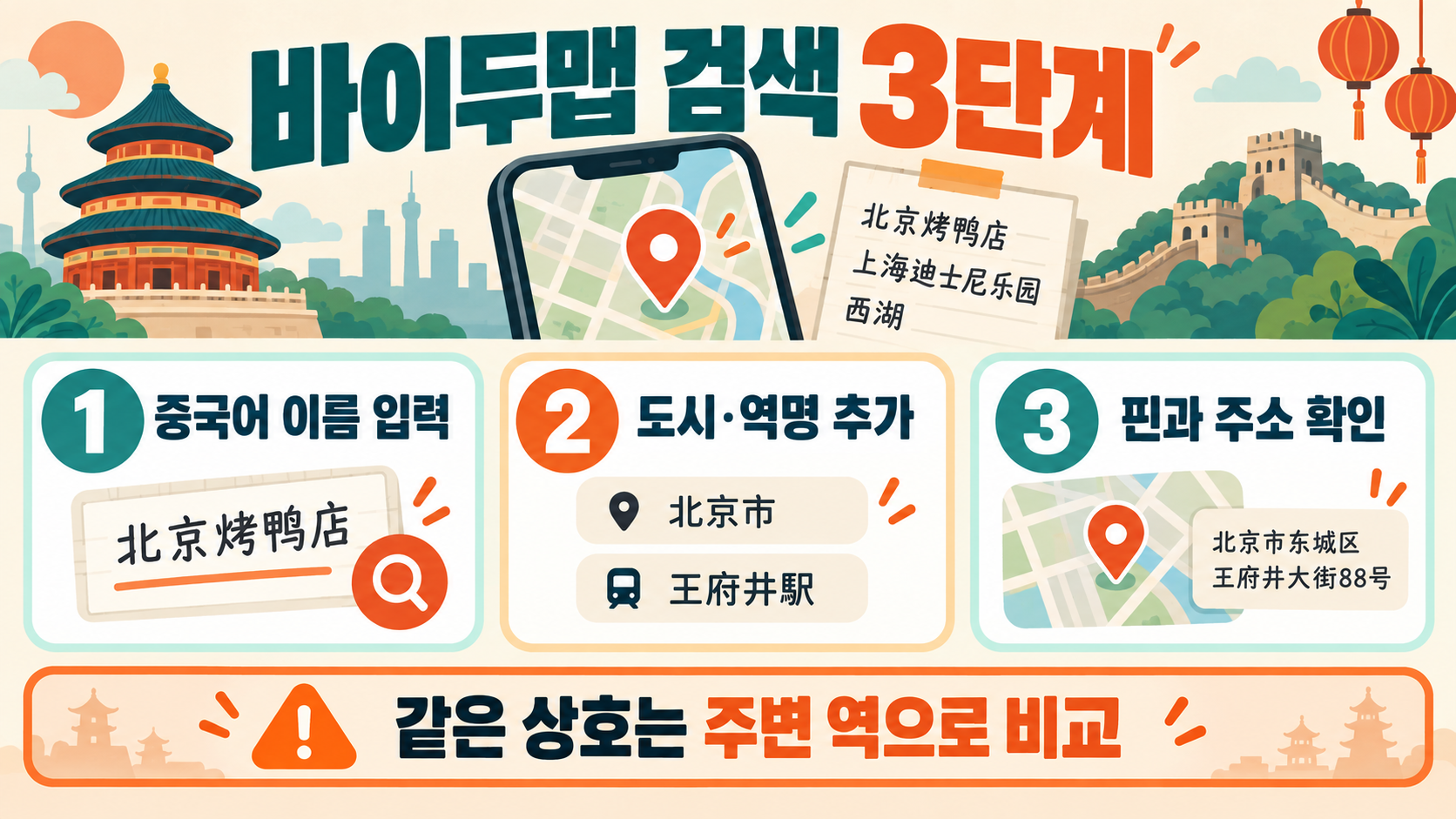 중국 여행 준비물: 고덕지도 대신 바이두맵을 추천하는 이유 관련 정보 카드