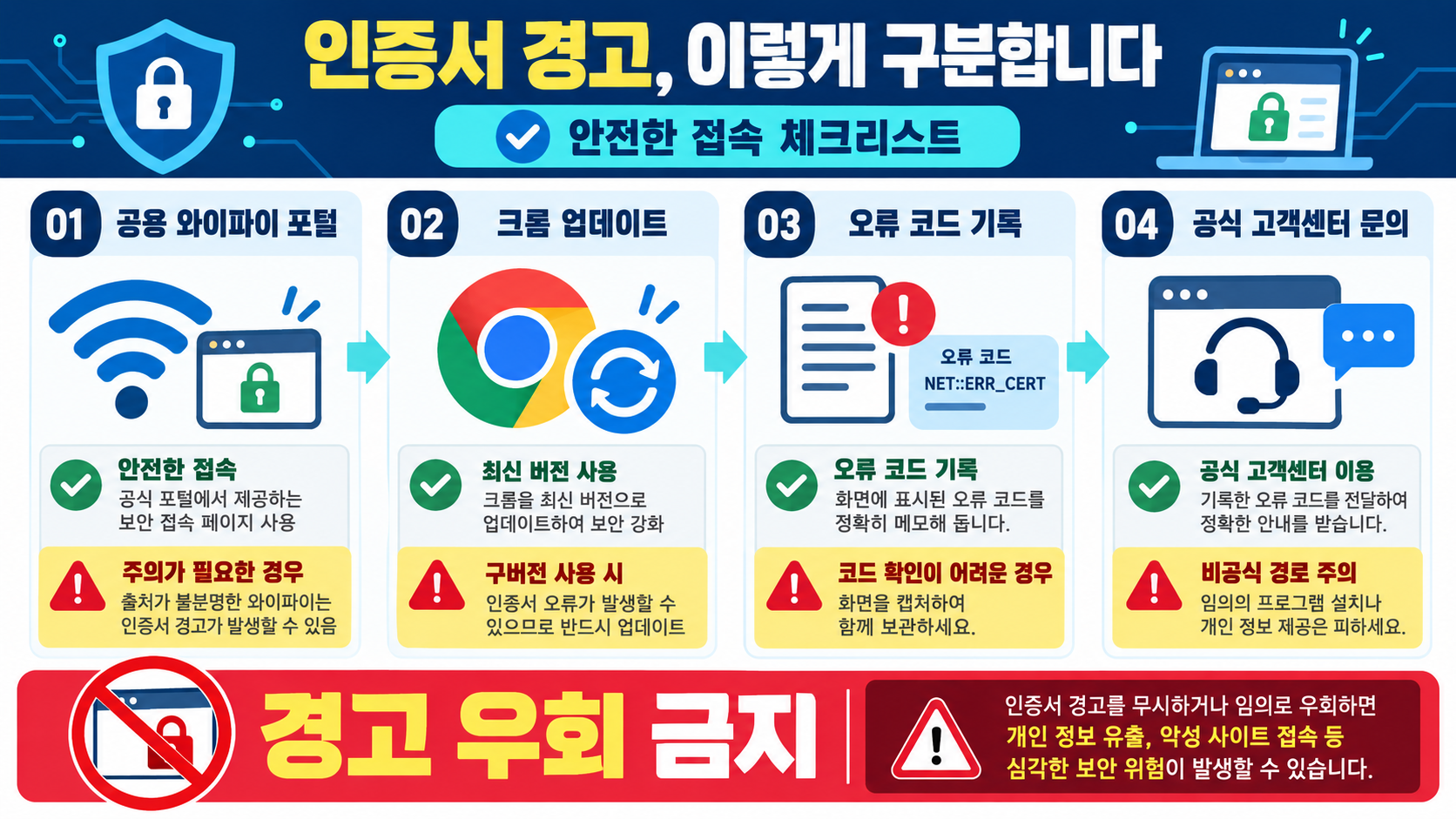 크롬 ‘연결이 비공개로 설정되어 있지 않습니다’ 안전하게 해결하는 방법 확인 정보 카드
