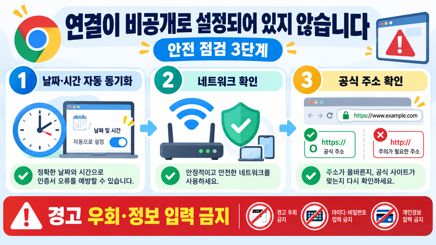 크롬 ‘연결이 비공개로 설정되어 있지 않습니다’ 안전하게 해결하는 방법 대표 이미지