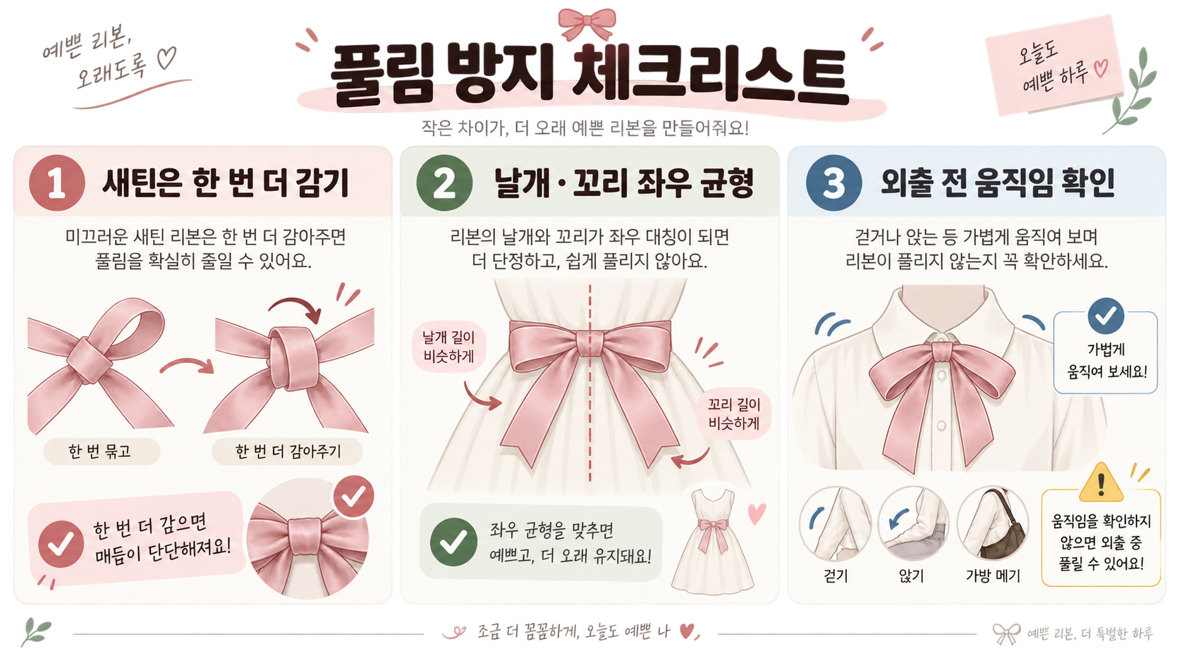 옷 리본 묶는 법: 쉽고 예쁘게 리본 묶기 확인 정보 카드