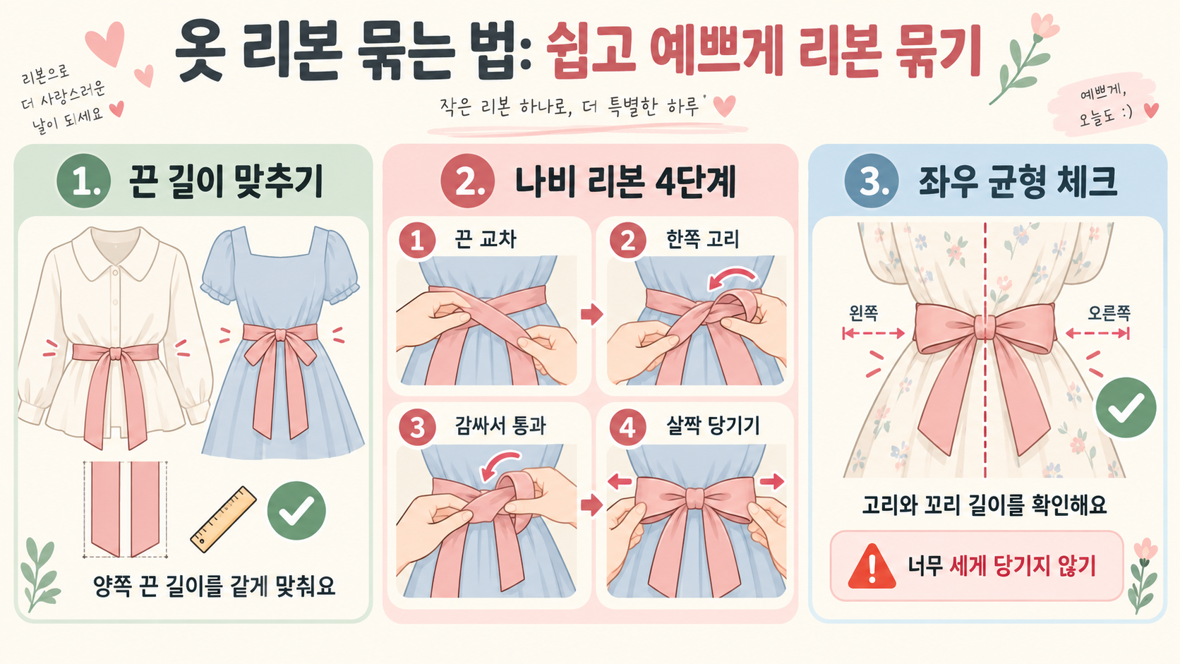 옷 리본 묶는 법: 쉽고 예쁘게 리본 묶기 정보 카드