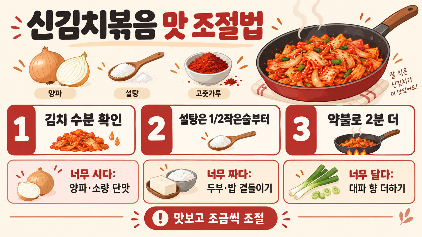 볶음김치 만드는 법: 편의점 김치로 신김치볶음 맛있게 만드는 순서 관련 정보 카드