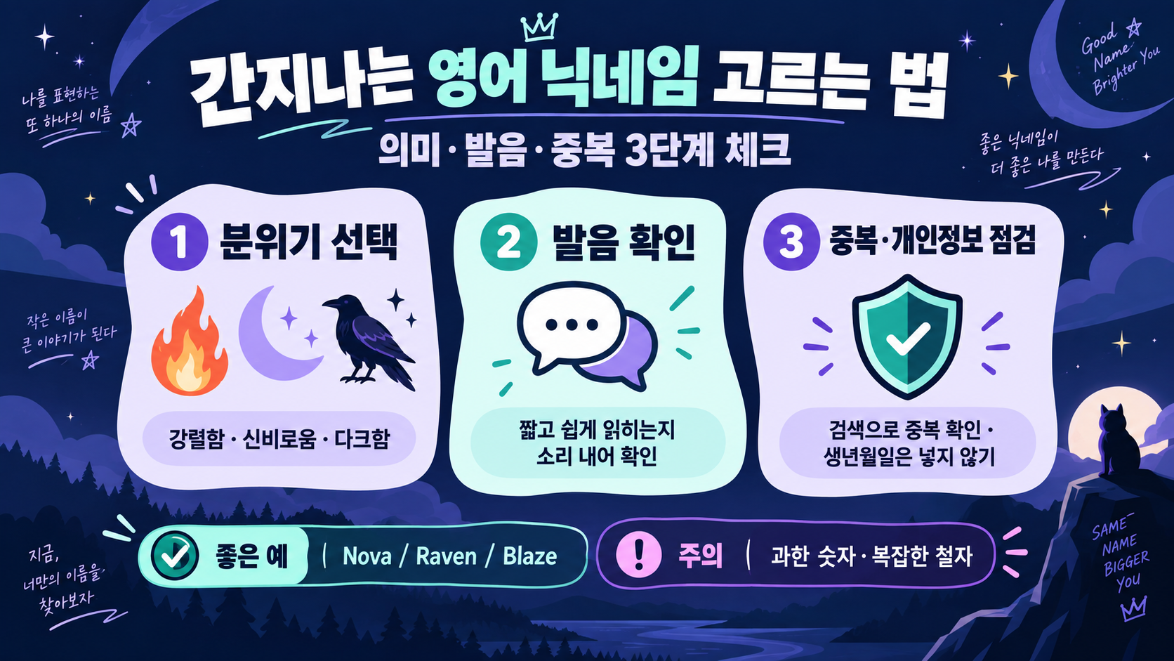 간지나는 영어 닉네임 추천: 의미·분위기별 고르는 법 정보 카드