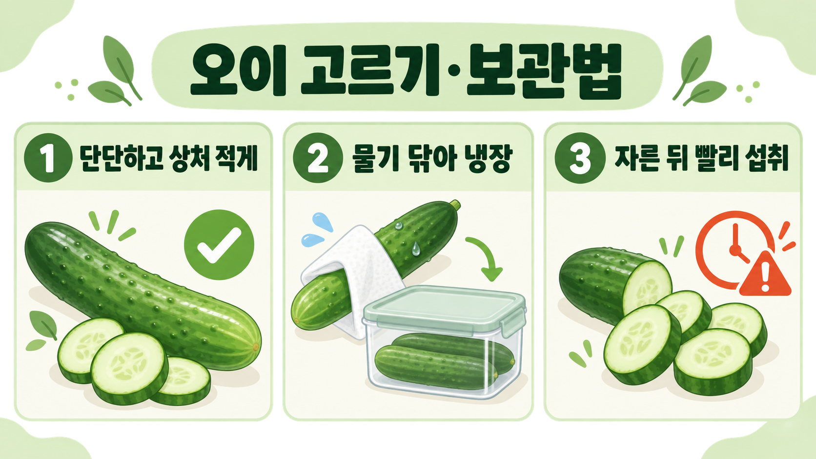 오이 효능과 먹는 법, 섭취 시 주의할 점 관련 정보 카드