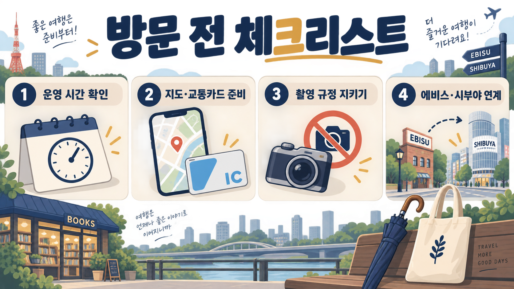 도쿄 다이칸야마 츠타야 서점 방문 가이드 확인 정보 카드