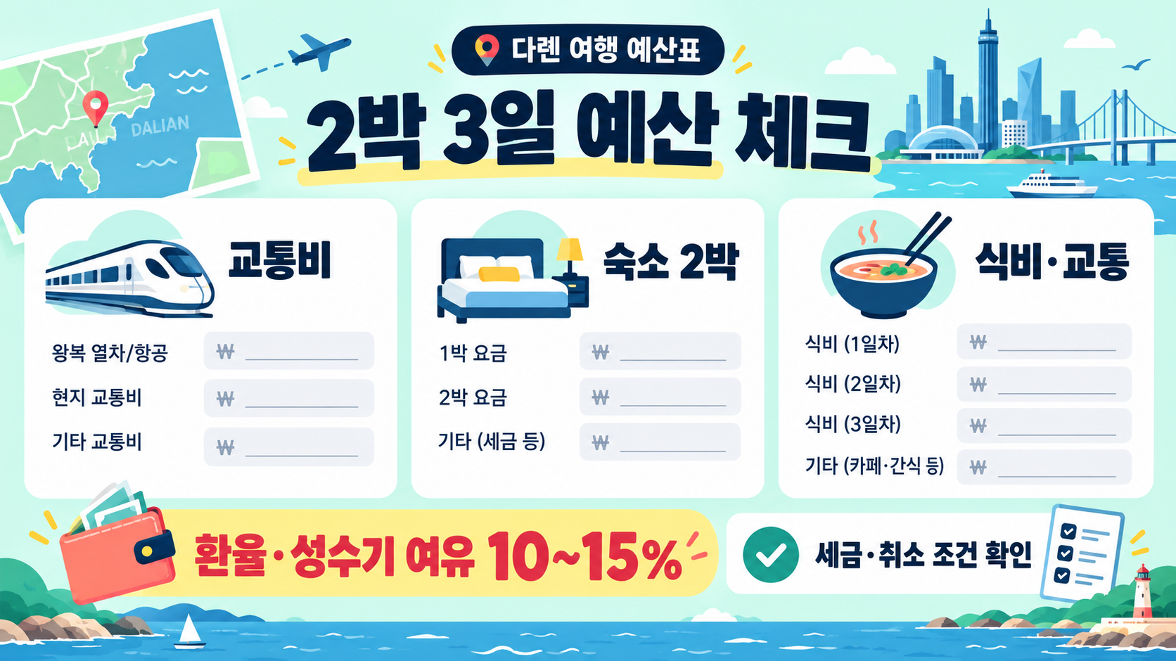 중국 다롄 여행 2박 3일 코스·비용·가볼 만한 곳 총정리 관련 정보 카드