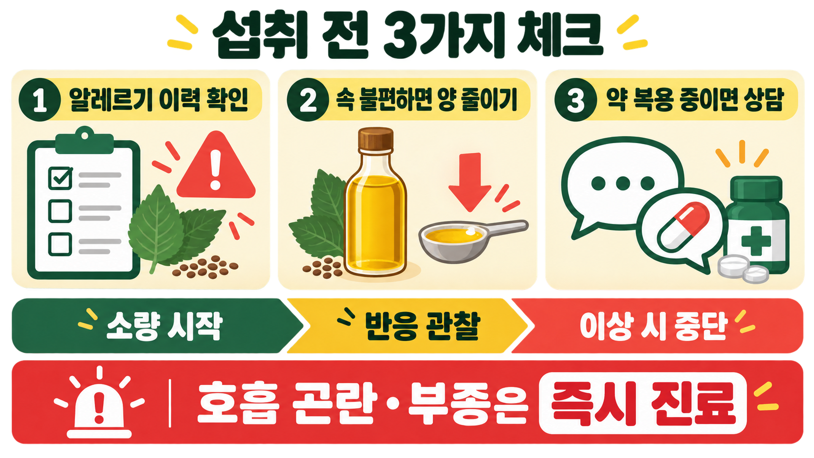 들기름 효능·보관법·섭취 시 주의사항: 산패를 줄이는 실전 가이드 확인 정보 카드