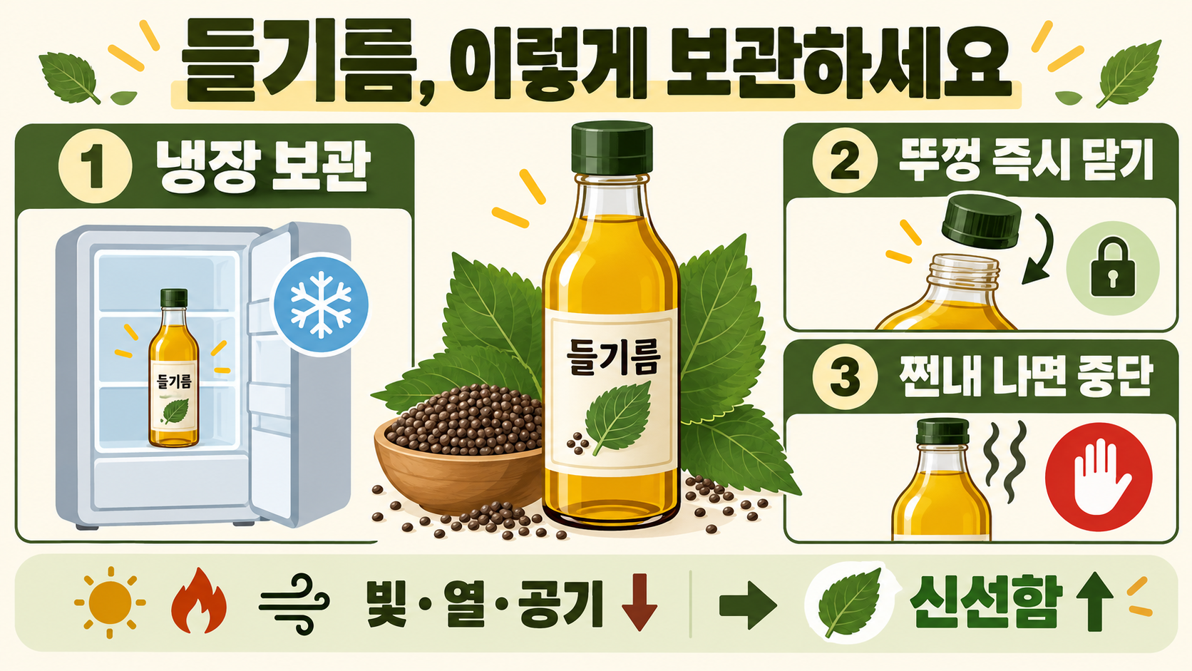 들기름 효능·보관법·섭취 시 주의사항: 산패를 줄이는 실전 가이드 대표 이미지