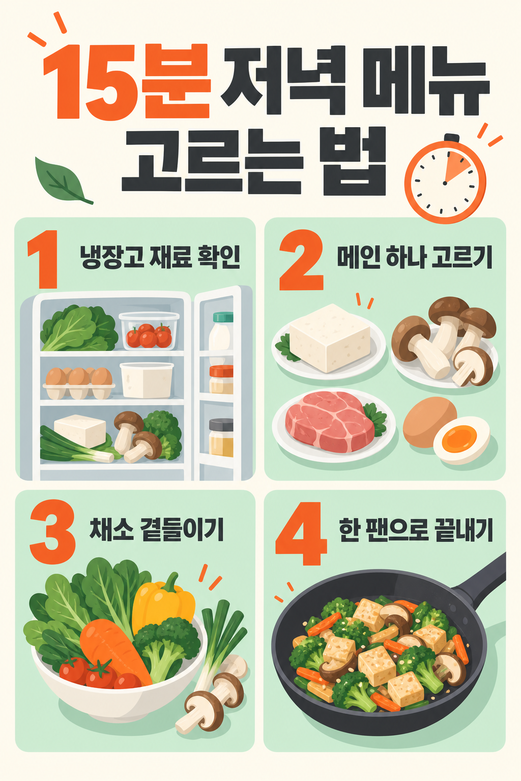 오늘 뭐 먹지? 저녁 메뉴 30가지와 일주일 식단 짜는 법 관련 정보 카드