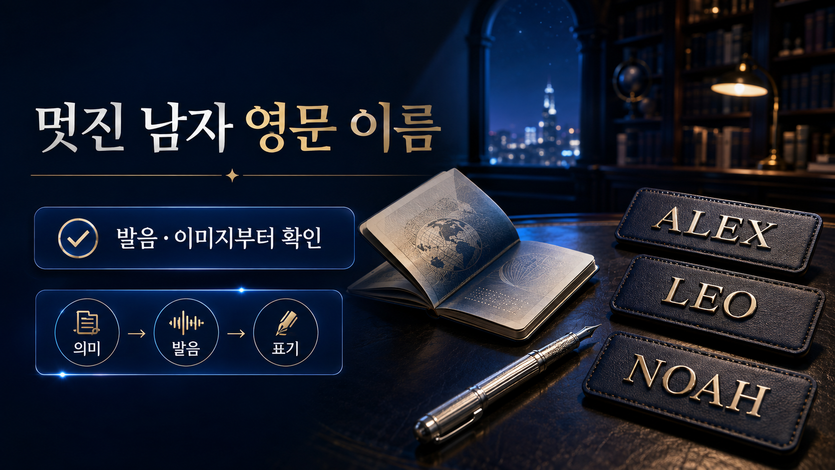 멋진 남자 영문 이름을 고르는 정보카드
