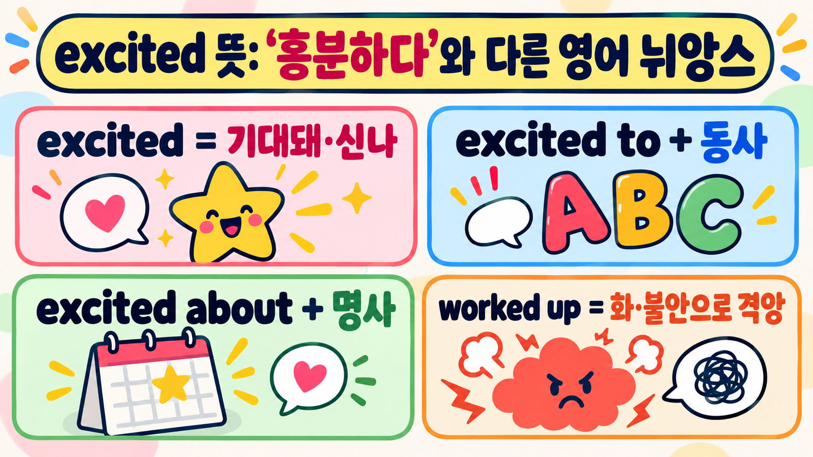 excited 뜻: ‘흥분하다’와 다른 영어 뉘앙스와 표현 정리 정보 카드