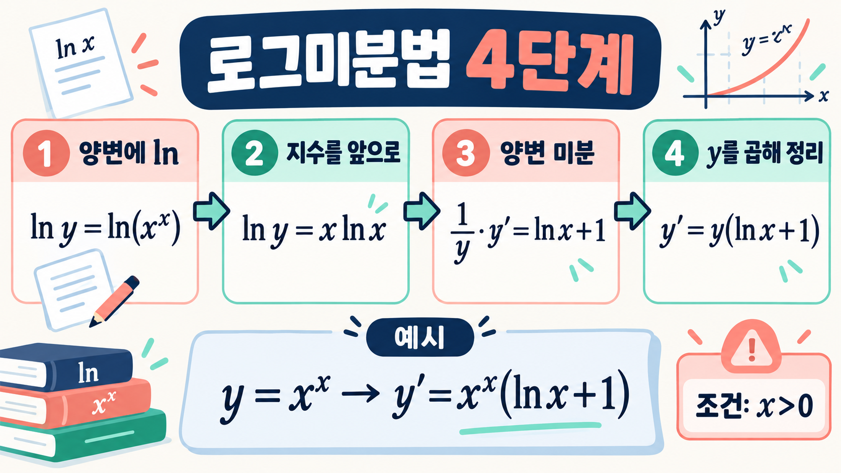 지수함수·로그함수 미분법과 로그미분법: 핵심 공식부터 풀이 순서까지 확인 정보 카드