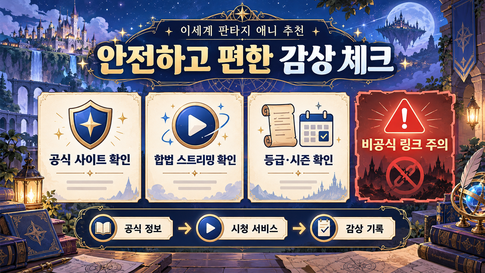 이세계 판타지 애니 추천: 취향별 입문 가이드 확인 정보 카드