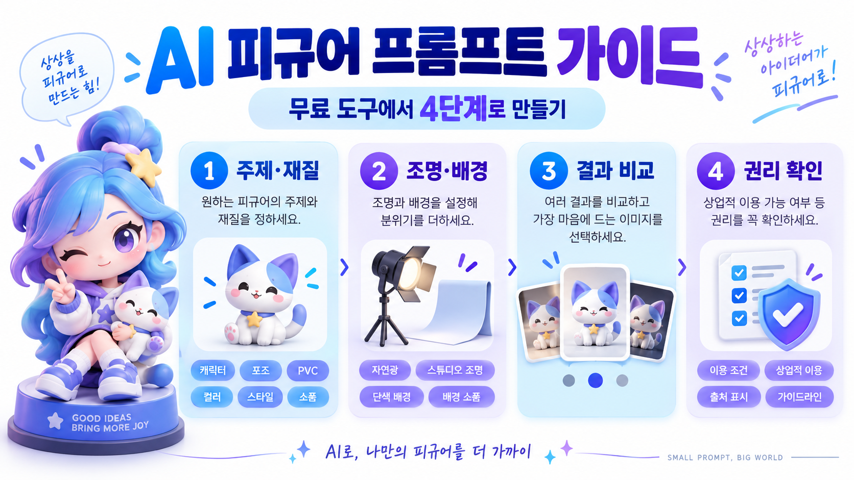 무료 AI 피규어 이미지 생성 프롬프트와 LMArena 사용 가이드 정보 카드
