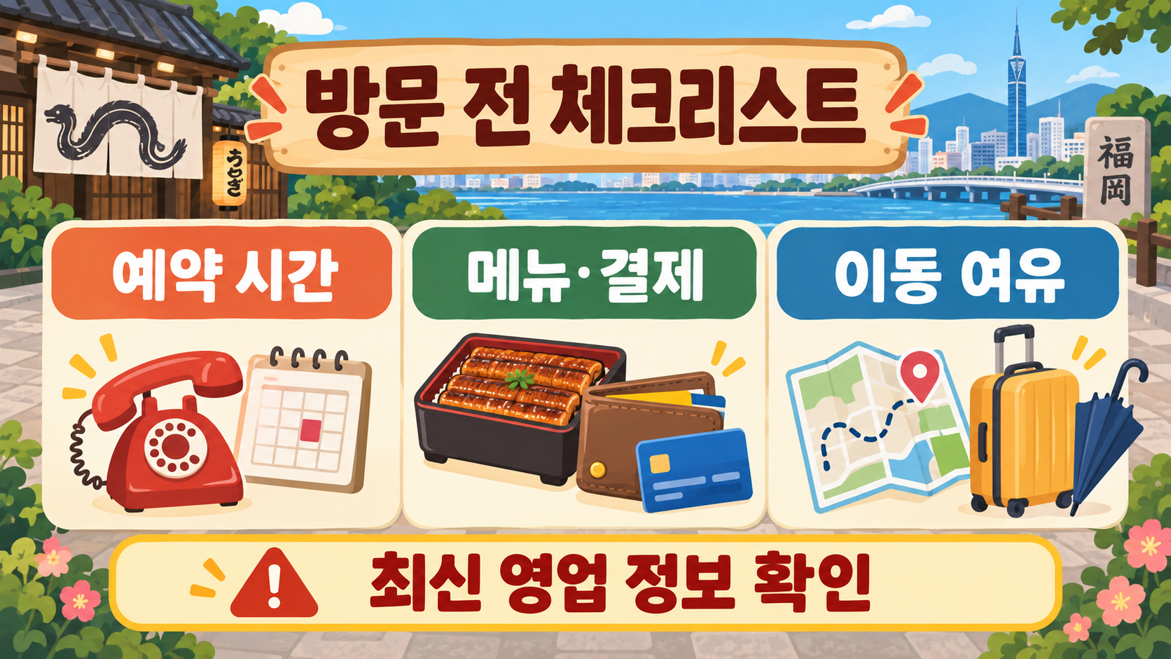 후쿠오카 장어덮밥 우나기노 에이토: 예약부터 세이로마부시 즐기는 법 확인 정보 카드