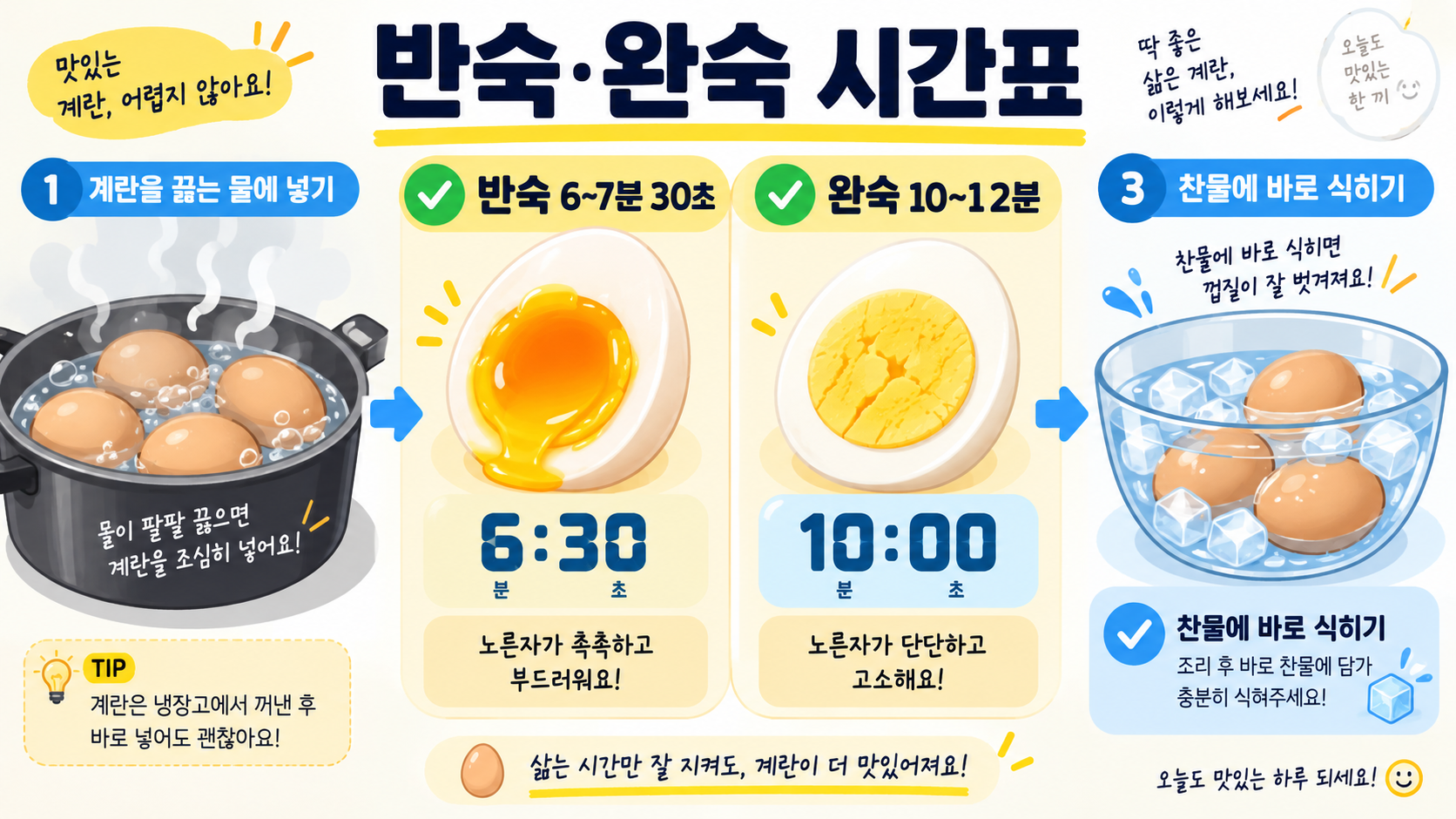 계란 삶는 시간: 반숙·완숙을 맛있게 만드는 기준 관련 정보 카드