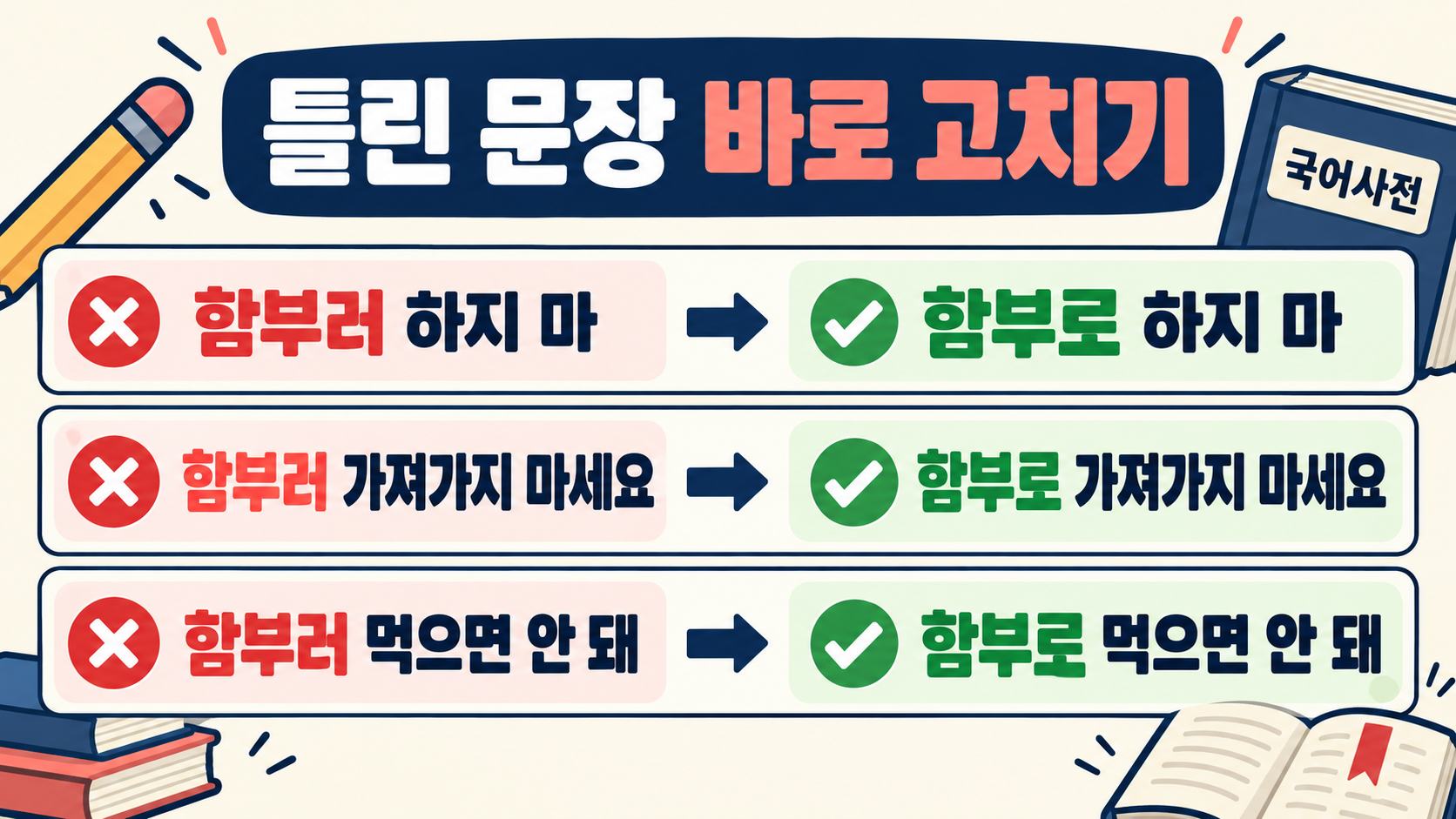 함부로 vs 함부러, 헷갈리는 맞춤법 한 번에 정리 관련 정보 카드