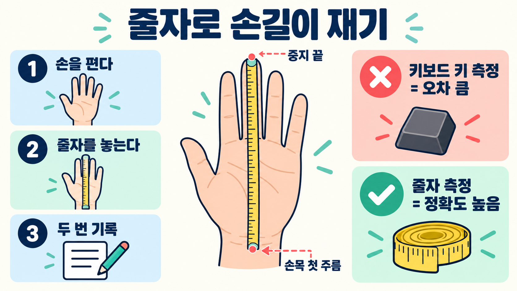남자·여자 평균 손크기: 줄자로 정확히 재는 법과 마우스 선택 기준 관련 정보 카드