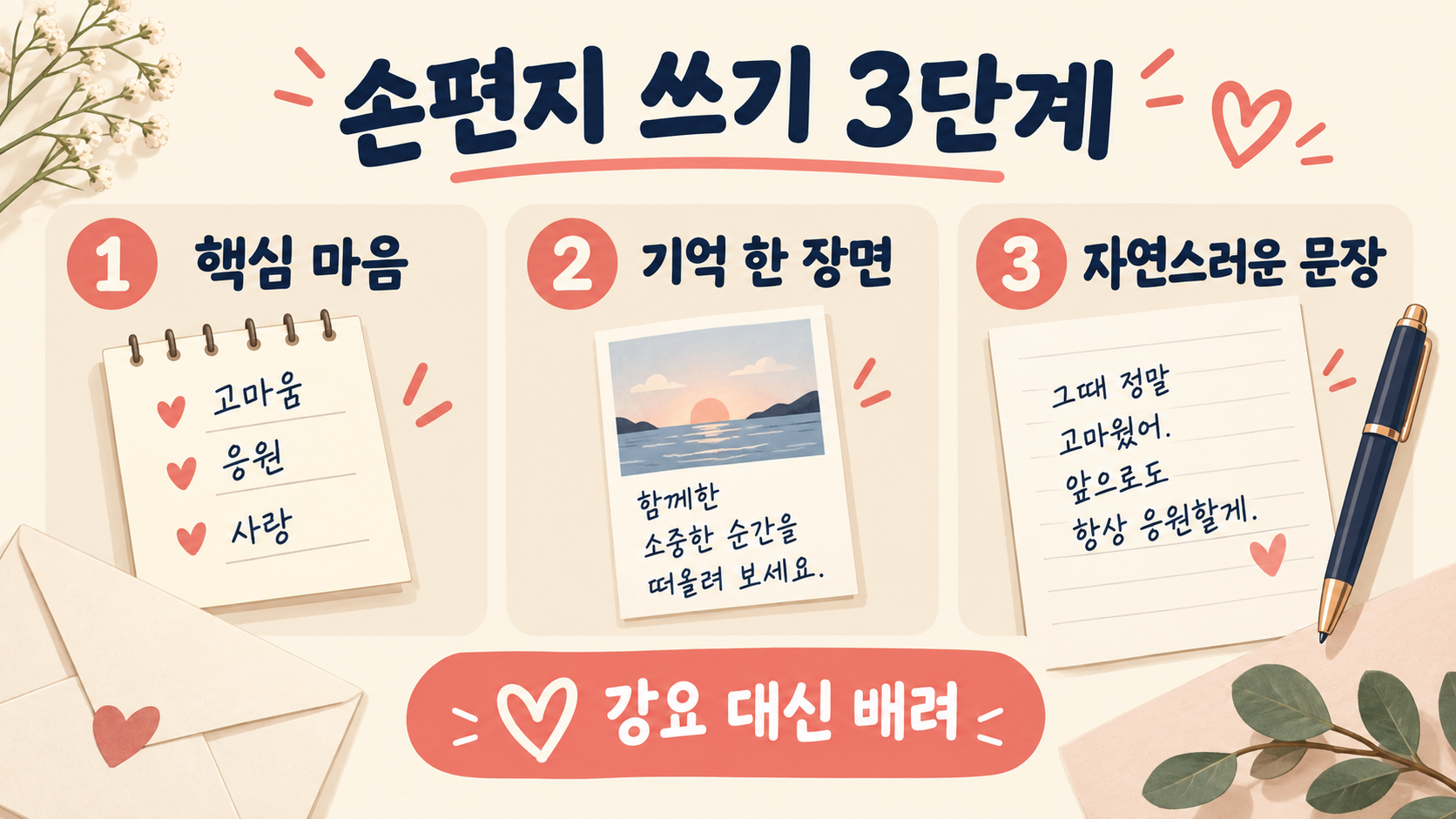 소중한 사람에게 손편지 잘 쓰는 법: 진심을 전하는 7단계 관련 정보 카드
