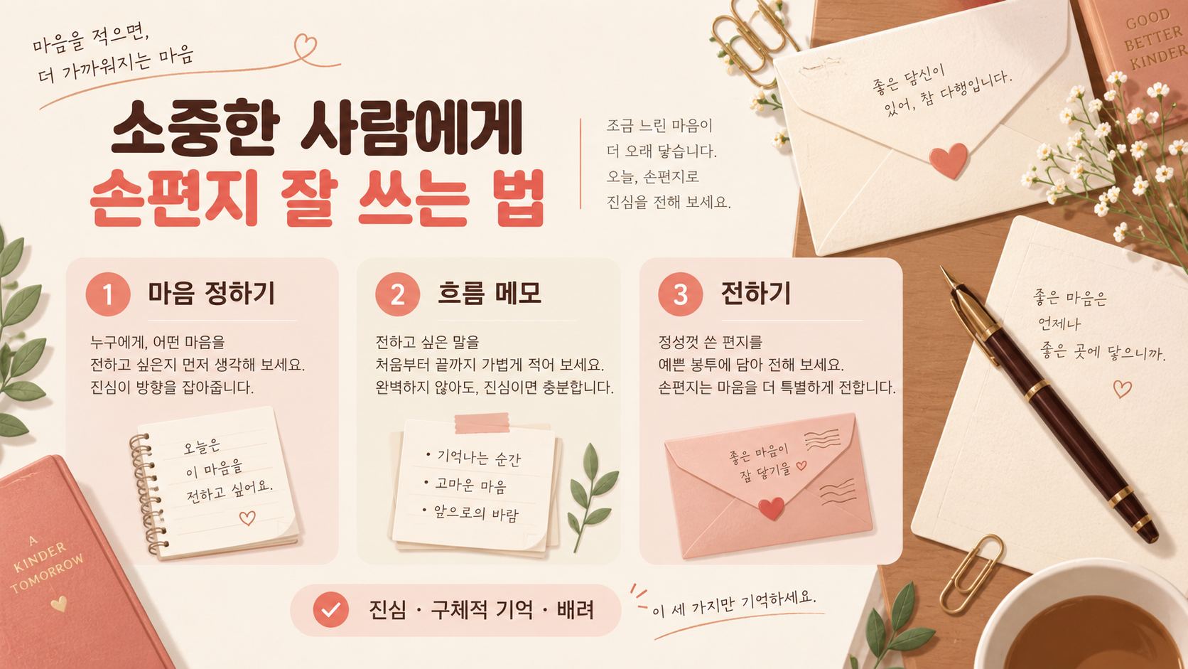 소중한 사람에게 손편지 잘 쓰는 법: 진심을 전하는 7단계 정보 카드