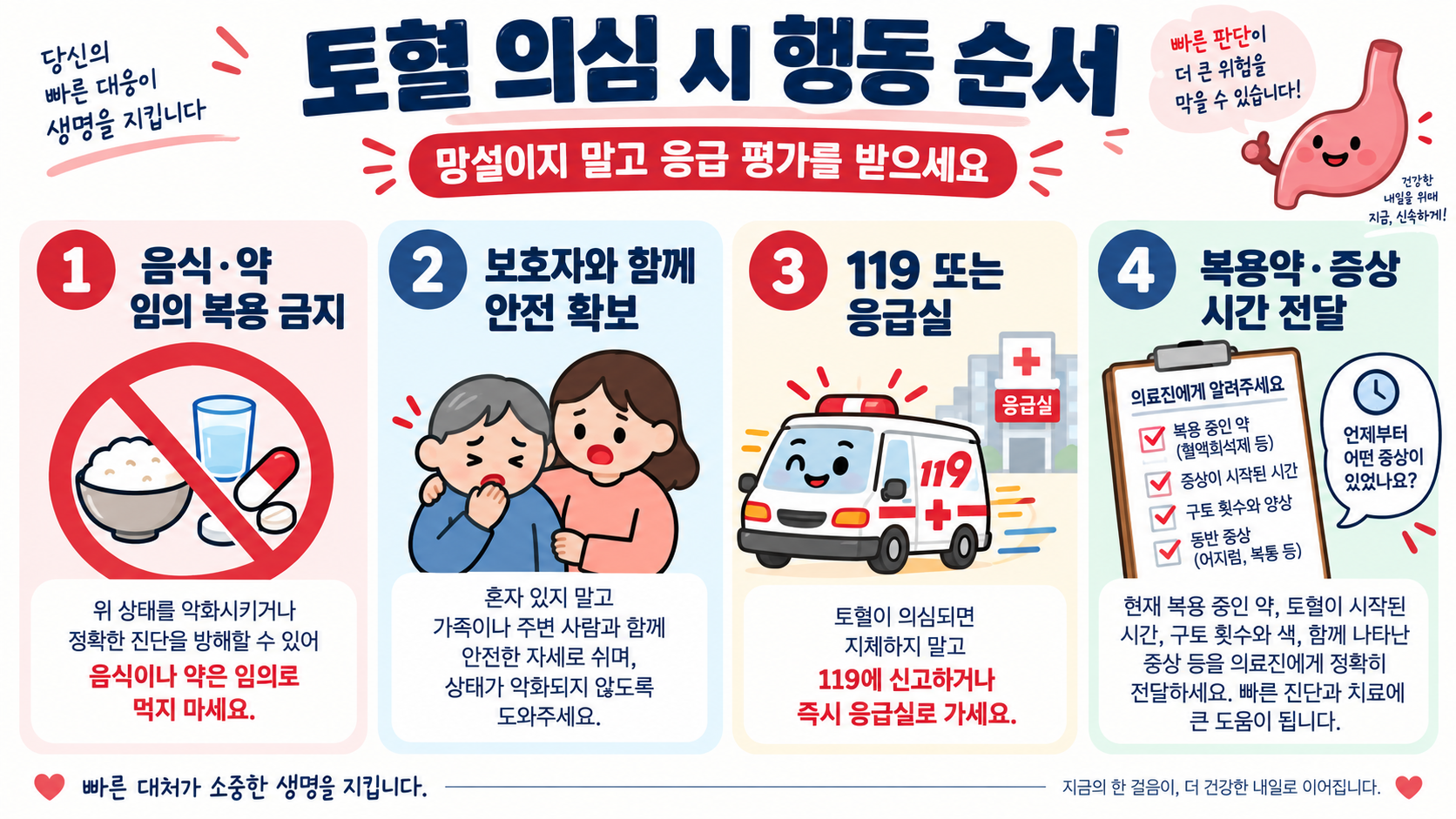 토혈 원인과 증상: 응급 신호를 알아보는 방법 확인 정보 카드