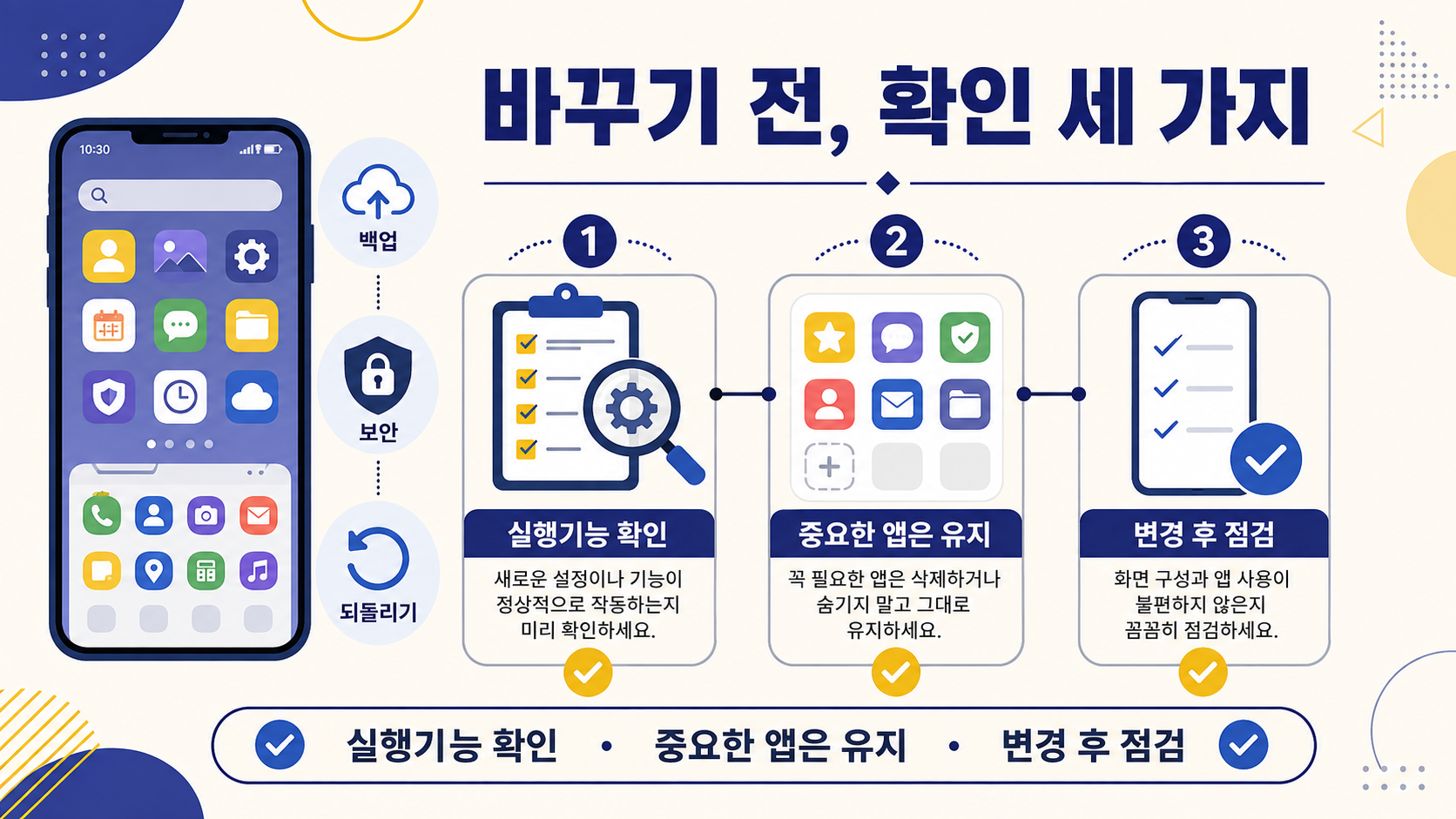 홈 화면 변경 전 확인 정보카드