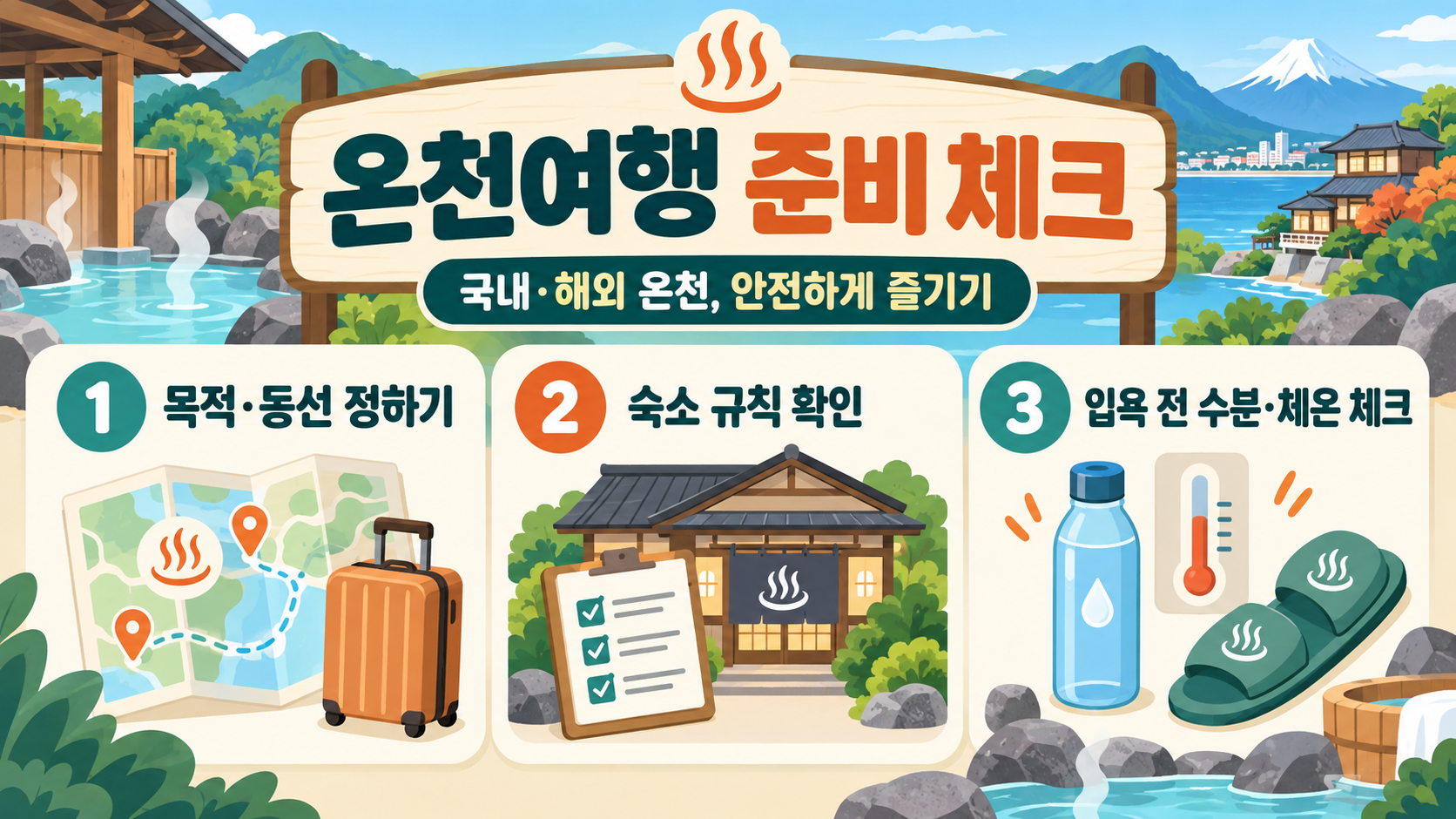 국내외 온천여행지 추천: 계절별 준비와 안전 체크리스트 정보 카드