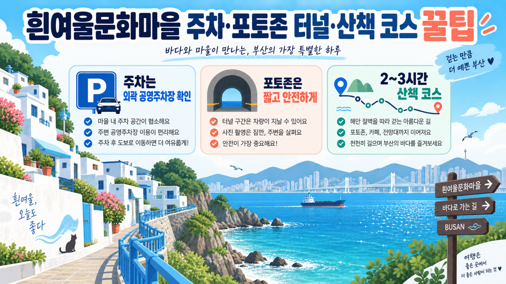 흰여울문화마을 주차·포토존 터널·산책 코스 꿀팁 정보 카드