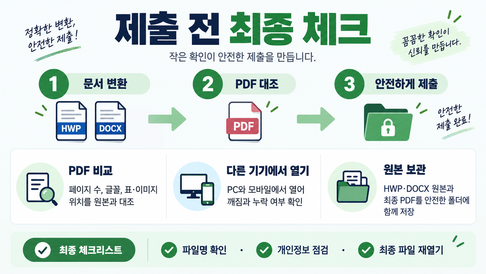 한글(HWP) 워드(DOCX) 변환 방법: 오류 줄이는 실전 가이드 확인 정보 카드