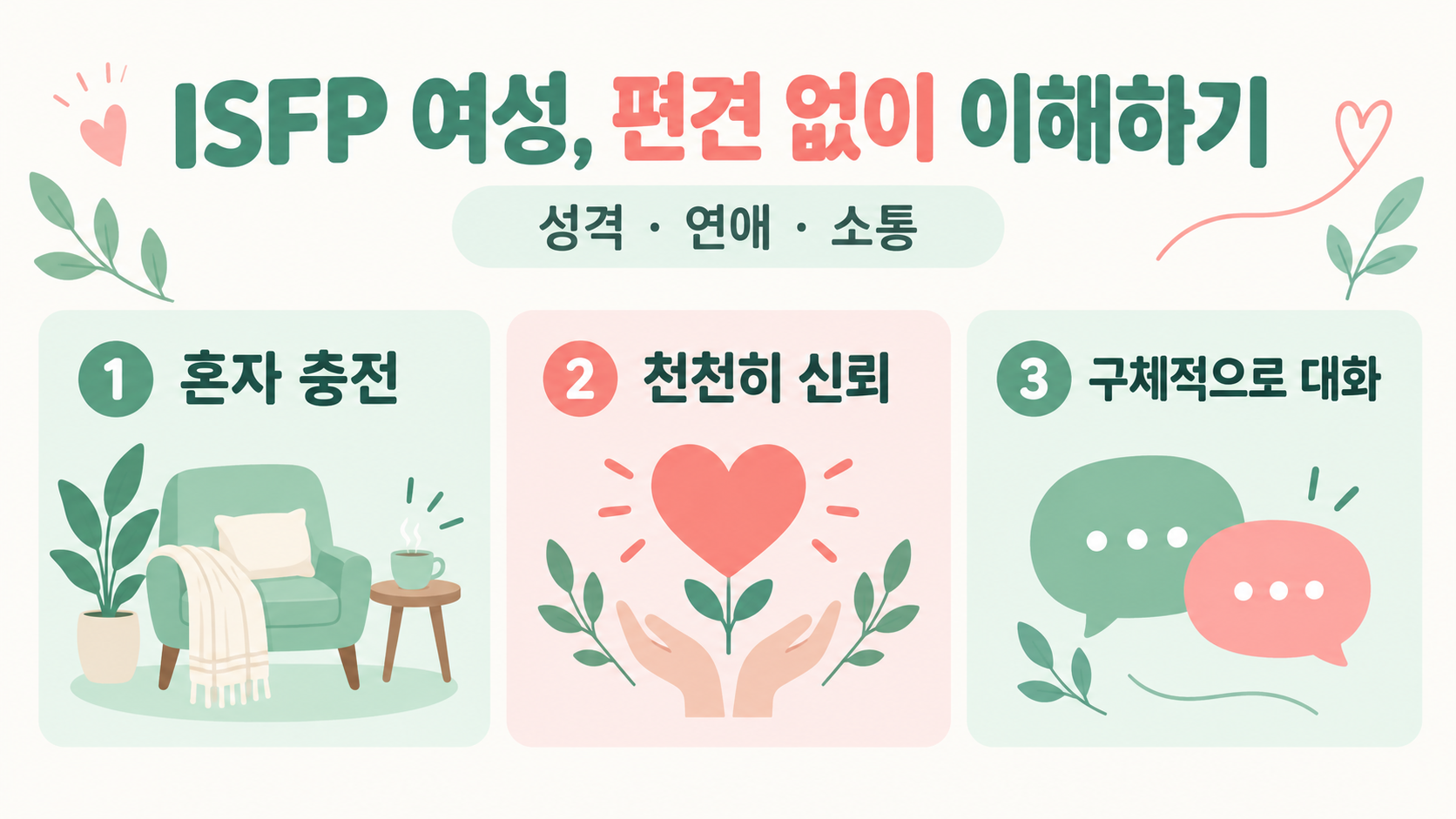 ISFP 여성의 성격·연애·소통 특징: 편견 없이 이해하는 법 정보 카드