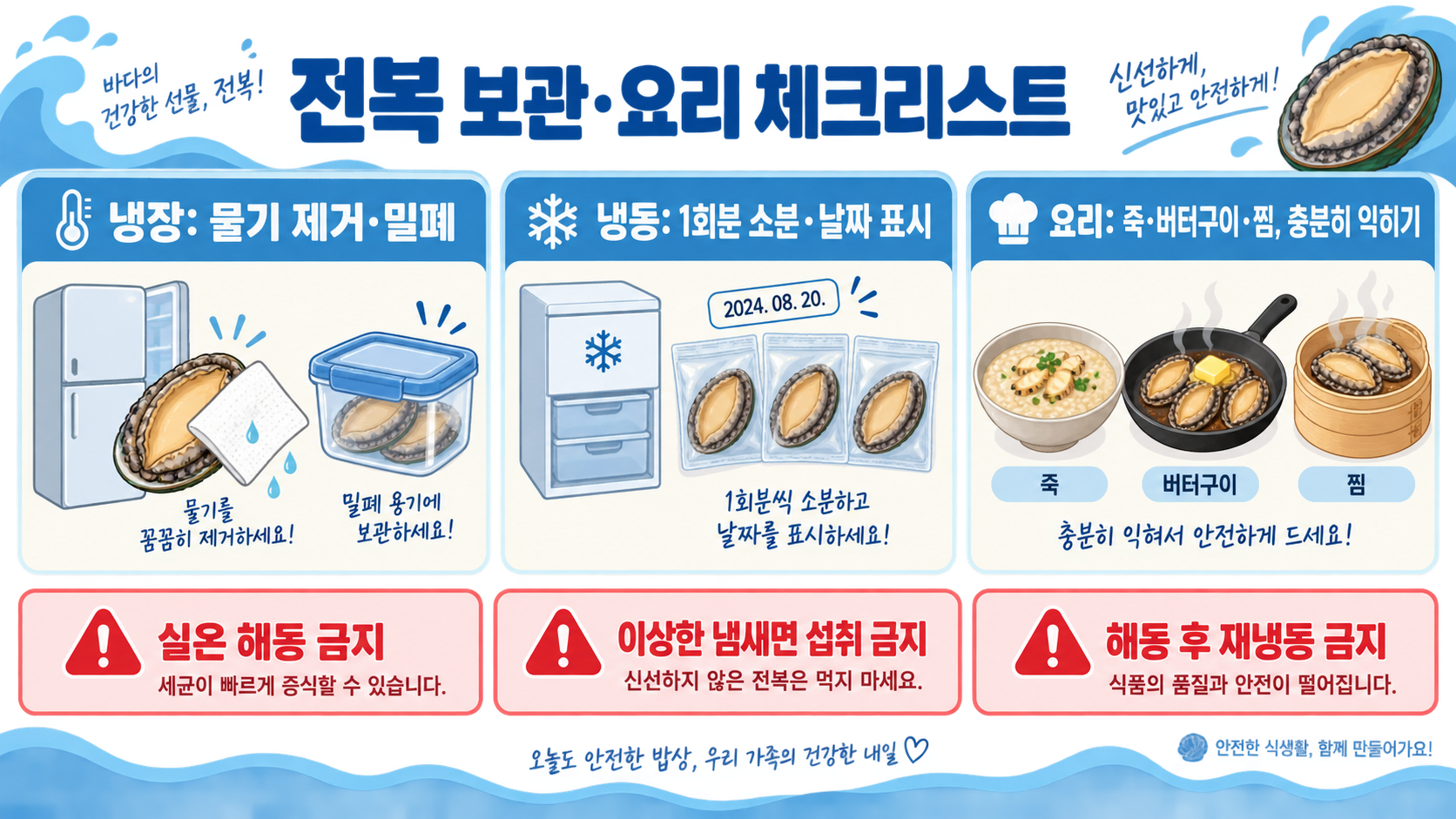 전복 손질하는 법: 간단한 손질·보관·전복요리 가이드 확인 정보 카드