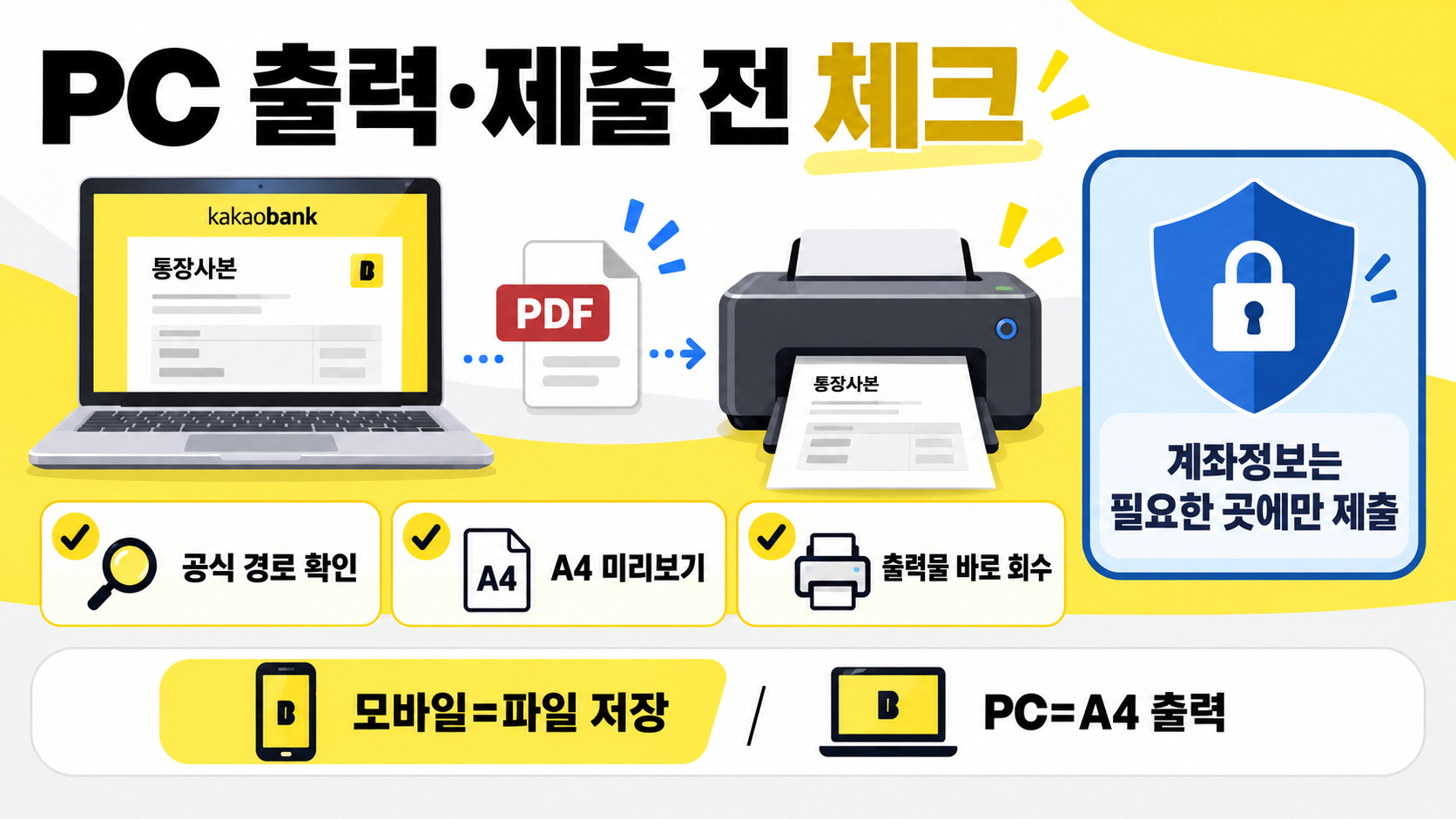 카카오뱅크 통장사본 출력 방법: 모바일·PC 발급과 저장 가이드 확인 정보 카드