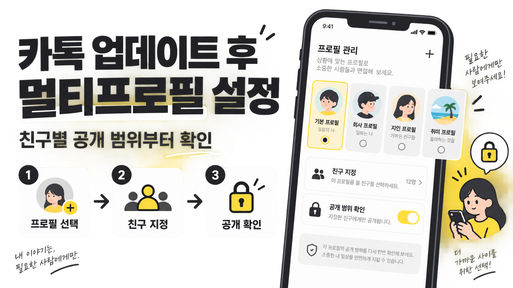 카카오톡 업데이트 후 멀티프로필 설정 방법 정보 카드