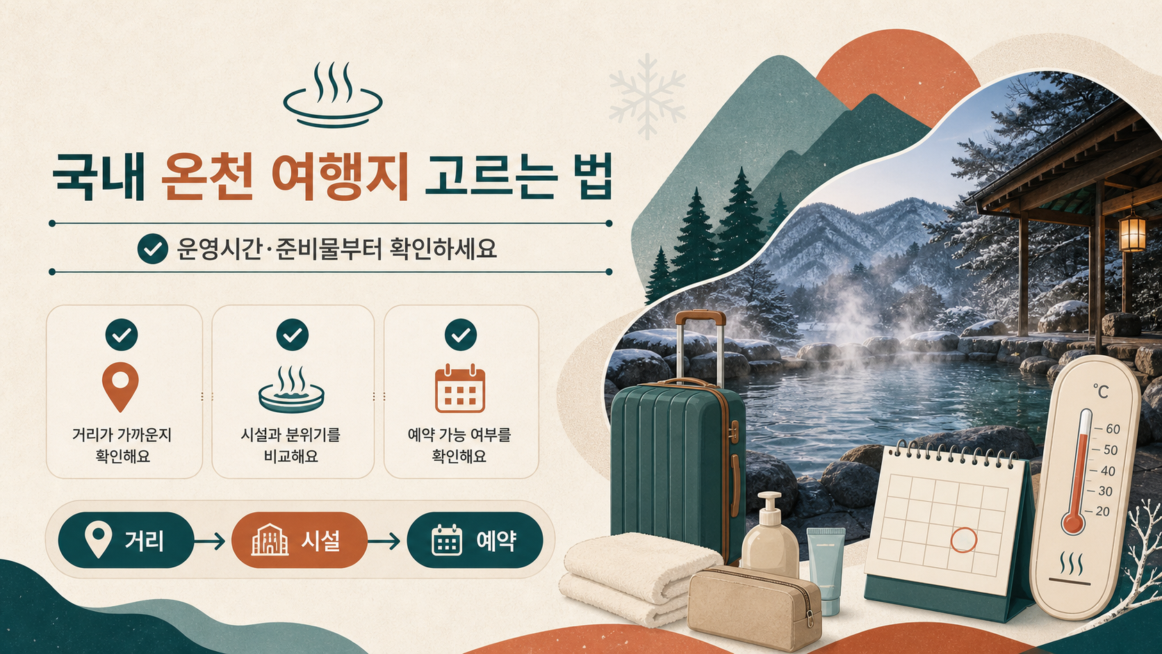 국내 온천 여행지 선택 기준을 담은 한국형 정보 카드
