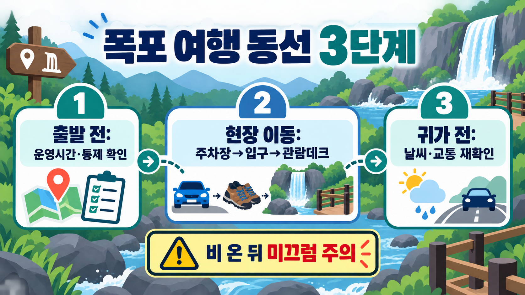 국내 폭포 여행 가이드: 용마폭포부터 정방폭포까지 5곳 관련 정보 카드