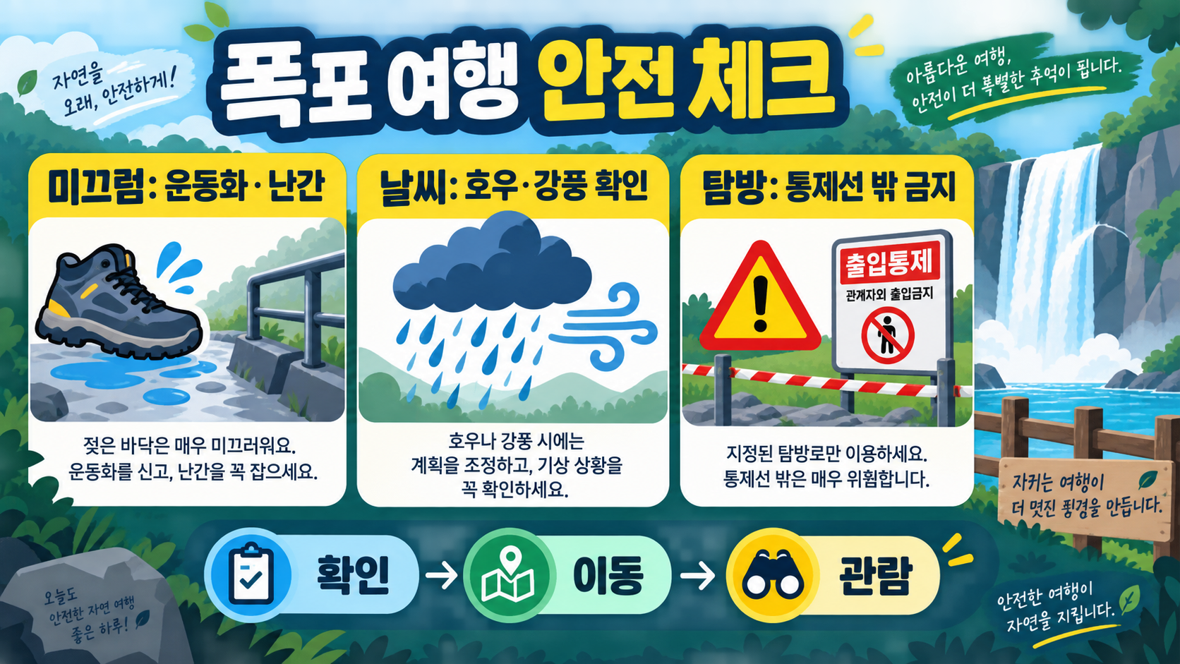 국내 폭포 여행 가이드: 용마폭포부터 정방폭포까지 5곳 확인 정보 카드