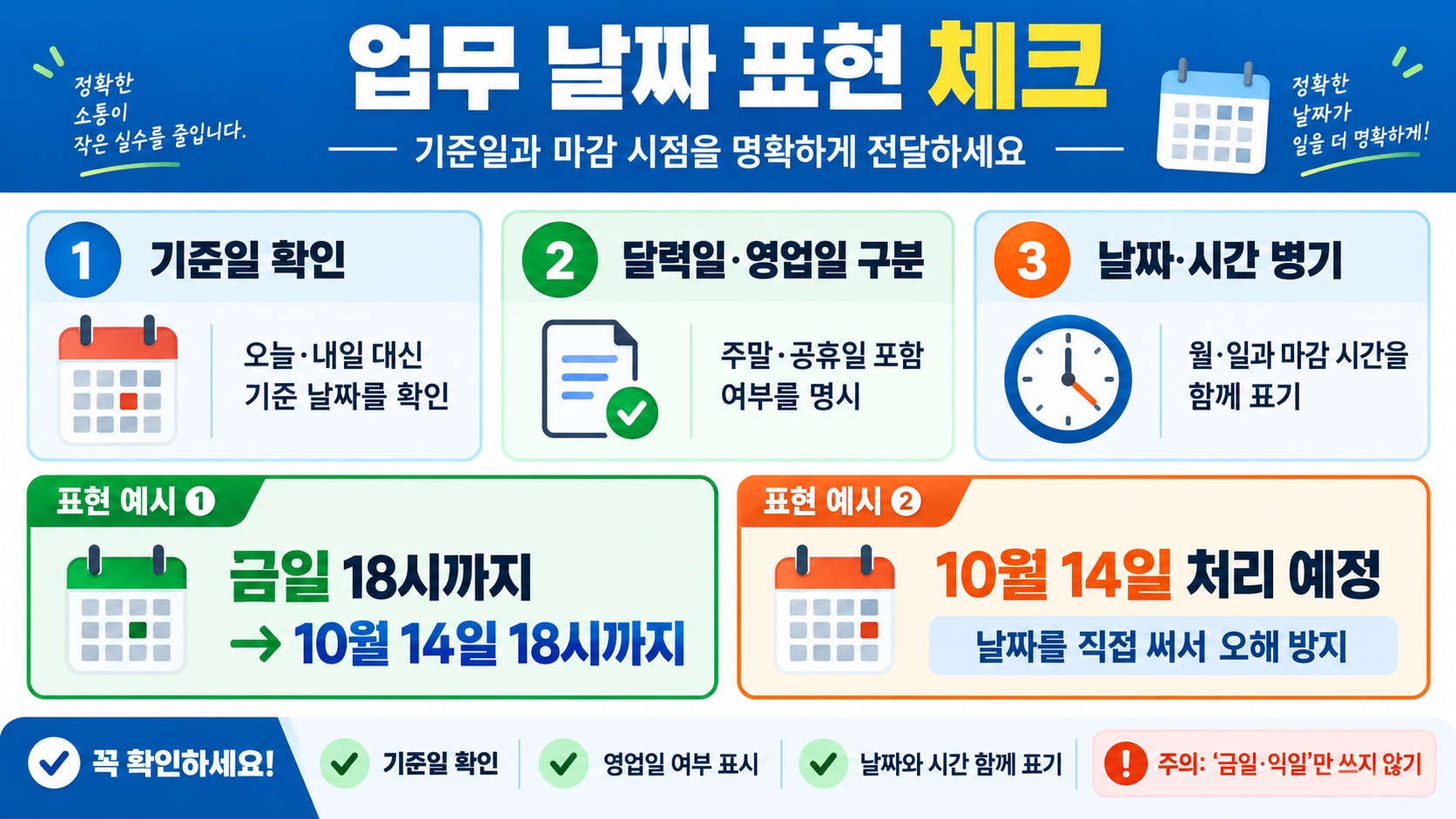 금일·익일·작일·명일 뜻: 직장인이 알아둘 날짜 표현 정리 관련 정보 카드