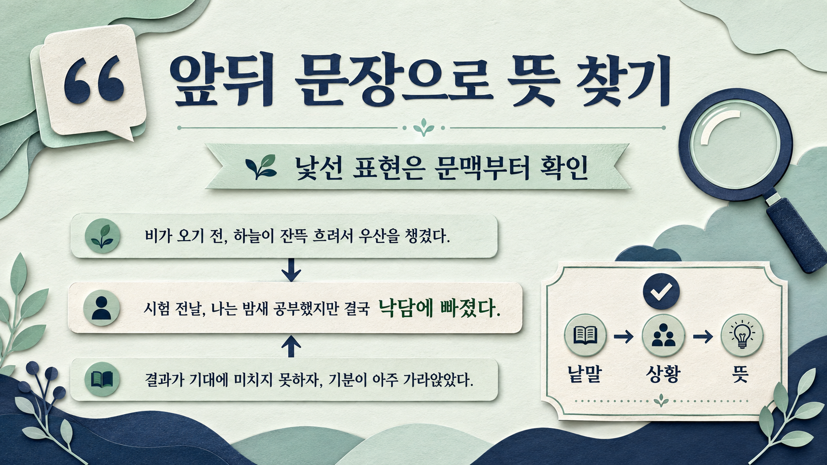 문맥으로 관용 표현 뜻을 찾는 정보카드
