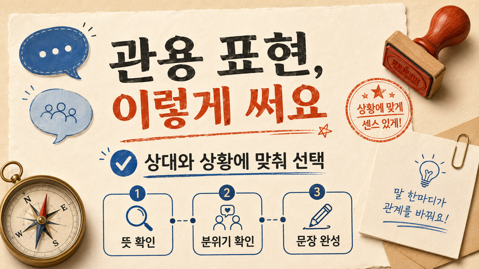 관용 표현을 상황에 맞게 쓰는 정보카드