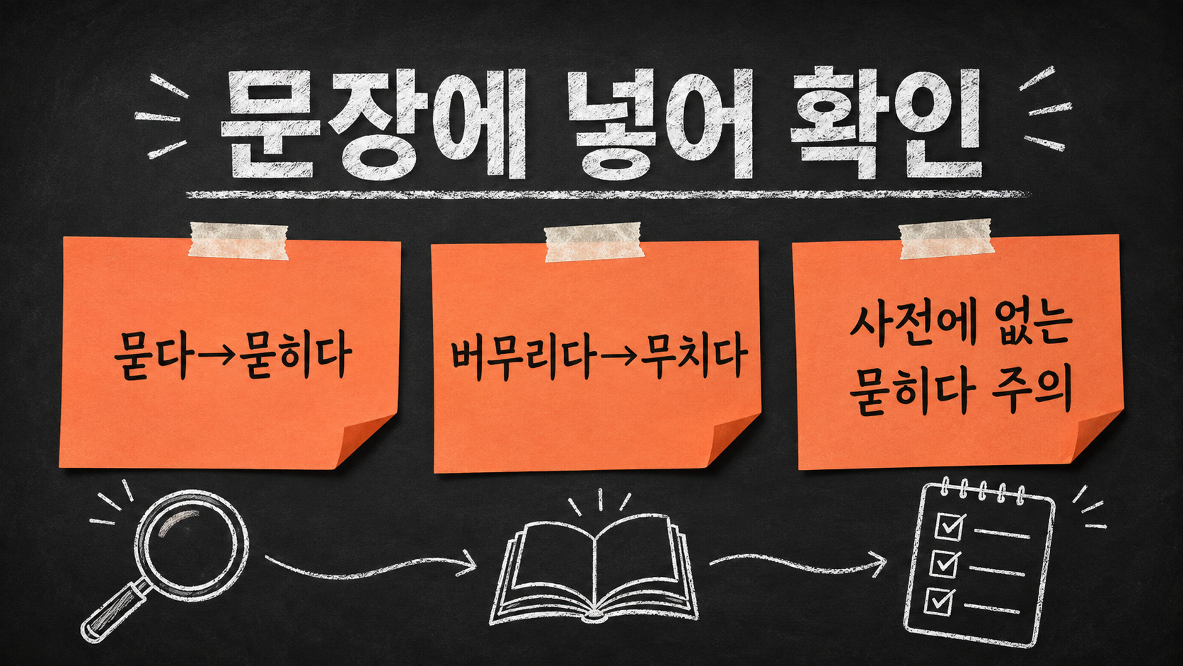 문장 뜻으로 맞춤법을 고르는 3단계 정보카드
