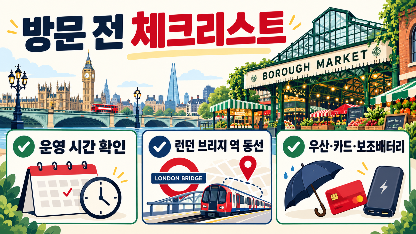 런던 버로우 마켓 방문 가이드: 위치·시간·추천 먹거리 확인 정보 카드
